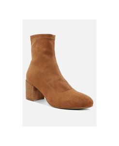 ���O�A���h�R�[ ���f�B�[�X �V���[�Y �u�[�c�E���C���u�[�c �q�[�� Rag & Co Rag and CO Womens Chena Rhinestones Embellished Block Heel Boots Tan stretchable microfiber �^��