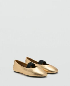 �}���S ���f�B�[�X �V���[�Y �p���v�X ���U�[ MANGO Women'strap Leather Shoes Gold �S�[���h