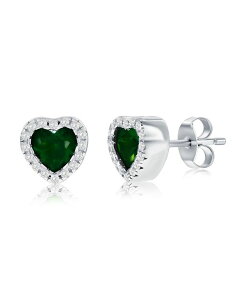 �V���i ���f�B�[�X �A�N�Z�T���[ �s�A�X�E�C�������O Simona Sterling Emerald CZ Heart Stud Earrings Emerald �G�������h
