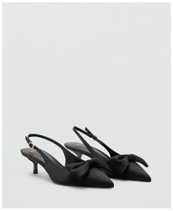 �}���S ���f�B�[�X �V���[�Y �p���v�X �T�e�� MANGO Women'satin Bow Shoes Black �u���b�N