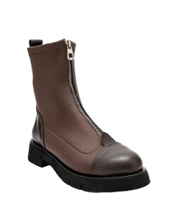 �v�����[�O�V���[�Y ���f�B�[�X �u�[�c�E���C���u�[�c �A���N�� Prologue Shoes Women's Martostretch Front Zip Ankle Boot Brown faux leather �u���E��