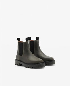�}���S ���f�B�[�X �V���[�Y �u�[�c�E���C���u�[�c �`�F���V�[ �A���N�� ���U�[ MANGO Women's Leather Chelseankle Boots Gray �O���[