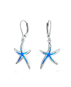 �u�����O ���f�B�[�X �A�N�Z�T���[ �s�A�X�E�C�������O Bling Jewelry Nautical Aquatic Tropical Beach Vacation Iridescent Created Opal Inlay Starfish Dangle Drop Lever back Earringsterling Light blue �u���[