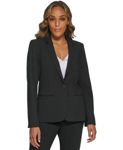 �J���o���N���C�� ���f�B�[�X �A�E�^�[ �W���P�b�g�E�u���]�� �v�` �u���U�[ Calvin Klein One-Button Blazeregular and Petite Sizes Black �u���b�N