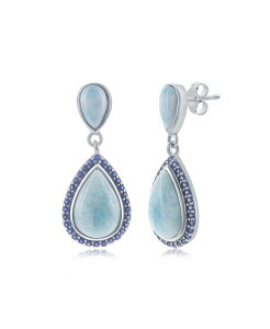 �J���r�A���g���W���[�Y ���f�B�[�X �A�N�Z�T���[ �s�A�X�E�C�������O Caribbean Treasuresterling Silver Double Pear-Shaped Larimar and Sapphire CZ Earrings Blue �u���[