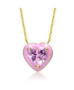 �W�W�K�[�� ���f�B�[�X �A�N�Z�T���[ �l�b�N���X�E�`���[�J�[�E�y���_���g�g�b�v GiGiGirl 14k Gold Plated with Pink Cubic Zirconia Stone Pink Enamel Heart Dainty Pendant Gold �S�[���h