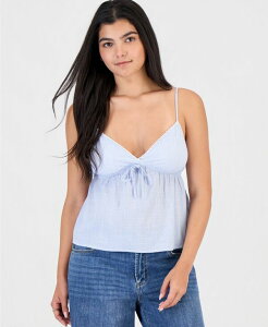 �}�b�f���K�[�� ���f�B�[�X �g�b�v�X �V���c �m�[�X���[�u �R�b�g�� Madden Girl Juniors' Striped Cotton Sleeveless Top Denim Blue Stripe �f�j��