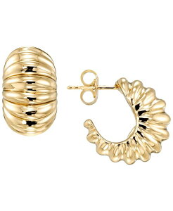 �C�^���A�� �S�[���h ���f�B�[�X �A�N�Z�T���[ �s�A�X�E�C�������O Italian Gold Shrimp Chunky C Shape Hoop Earrings in 10k Yellow �C�G���[