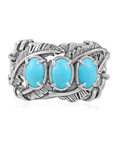�A�����J���E�G�X�g�W���G���[ ���f�B�[�X �A�N�Z�T���[ �����O American West Jewelry Sterling Silver Kingman Turquoise Three Stone Feathering Size No Color �^�[�R�C�Y