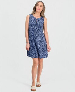 �X�^�C���A���h�R�[ ���f�B�[�X �g�b�v�X �����s�[�X �v�` �v�����g ���[�X Style & Co Petite Printed Lace-Up Tank Dress Buds Indigo Blue �C���f�B�S