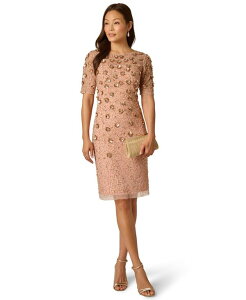 �A�h���A�i �p�y�� ���f�B�[�X �g�b�v�X �����s�[�X �v�` Adrianna Papell Petite Boat Neck Beaded Sheath Dress Apricot Ice �A�v���R�b�g