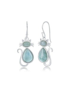 �J���r�A���g���W���[�Y ���f�B�[�X �A�N�Z�T���[ �s�A�X�E�C�������O Caribbean Treasuresterling Silver Larimar Cat Earrings Blue �u���[