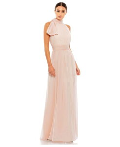 �}�b�N�_�K�� ���f�B�[�X �g�b�v�X �����s�[�X �V�t�H�� A ���C�� �v�` �z���^�[ Mac Duggal Women's Petite A Line Chiffon Halter Neck Eveningown Blush �u���b�V��