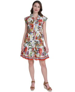 �G���U�W�F�C ���f�B�[�X �g�b�v�X �����s�[�X �v�` �v�����g �~�j Eliza J Petite Printed Colla red Neck Mini Dress Ivm