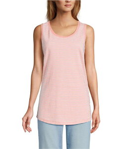 �����Y�G���h ���f�B�[�X �g�b�v�X �V���c �R�b�g�� Lands' End Women'supima Cotton Tunic Tank Top Sunset coral pink micro stripe �s���N