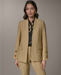 �_�i �L������ �j���[���[�N ���f�B�[�X �A�E�^�[ �W���P�b�g�E�u���]�� �v�` Donna Karanew York Petite Collarless Buttoned Cuff Jacket Fawn