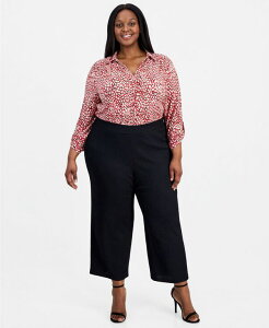 �A���N���C�� ���f�B�[�X �{�g���X �J�W���A���p���c �v���X�T�C�Y Anne Klein Plusize Mid-Rise Wide-Leg Pull-On Pants Anne Black �u���b�N