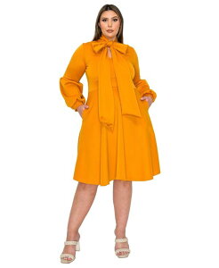 ���u�h ���f�B�[�X �g�b�v�X �����s�[�X �v���X�T�C�Y L I V D Plusize Bekah Flare Pocket Dress Mustard �}�X�^�[�h