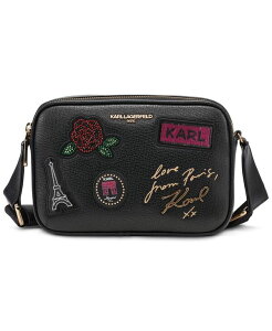 �J�[�� ���K�[�t�F���h ���f�B�[�X �o�b�O KARLAGERFELD PARIS Maybelle Zip-Top Small Crossbody Handbag Black/Silver �u���b�N