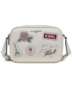�J�[�� ���K�[�t�F���h ���f�B�[�X �o�b�O KARLAGERFELD PARIS Maybelle Zip-Top Small Crossbody Handbag Winter White/Silver �z���C�g