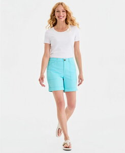 �X�^�C���A���h�R�[ ���f�B�[�X �{�g���X �n�[�t�p���c�E�V���[�c �V���[�g�p���c Style & Co Women's Cuffed Utility Shortsoft Blue Turquiose �u���[