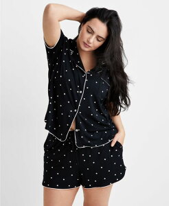 �X�e�[�g�I�u�f�C ���f�B�[�X �A���_�[�E�F�A �i�C�g�E�F�A ���� State of Day Women's 2-Piece Short-Sleeve Notched-Collar Pajama Set XS-3X Deep Black �u���b�N