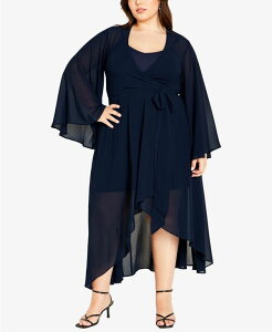 �V�e�B�[�V�b�N ���f�B�[�X �g�b�v�X �����s�[�X �v���X�T�C�Y �}�L�V CITY CHIC Plusize Fleetwood Maxi Dress True Navy �l�C�r�[