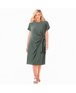 �E�[�}�� �E�B�Y�C�� ���f�B�[�X �g�b�v�X �����s�[�X �v���X�T�C�Y T�V���c Woman Within Plusize Side Knotee Dress Pine