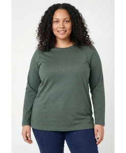 �E�[�}�� �E�B�Y�C�� ���f�B�[�X �g�b�v�X �V���c �N���[�l�b�N �v���X�T�C�Y ���� Woman Within Women's Plusize Perfect Long-Sleeve Crewneck Tee Pine