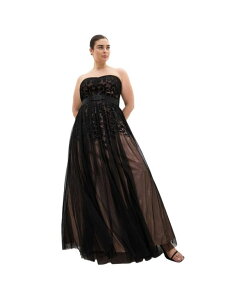 �V�e�B�[�V�b�N ���f�B�[�X �g�b�v�X �����s�[�X �`���[�� �v���X�T�C�Y �h�J �}�L�V CITY CHIC Plusizembroide red Tulle Maxi Dress Black �u���b�N