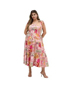 �V�e�B�[�V�b�N ���f�B�[�X �g�b�v�X �����s�[�X �v�����g �~�f�B CITY CHIC Women's Elessia Print Midi Dress Pink dreamscape �s���N