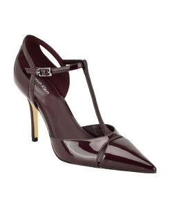 �J���o���N���C�� ���f�B�[�X �V���[�Y �p���v�X Calvin Klein Women's Odielle T-Strap Stiletto Pumps Dark Red Patent ���b�h