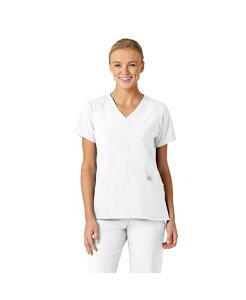 �E�B���N ���f�B�[�X �g�b�v�X �V���c V�l�b�N �v���X�T�C�Y Wink Plusize W123 Stylized V-Neck Scrub Top White �z���C�g