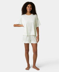 �q���[ ���f�B�[�X �A���_�[�E�F�A �i�C�g�E�F�A T�V���c �V���[�g�p���c Hue Women's Oversized T-Shirt and Boxer Shorts Pajama 2-Piece Set Egret