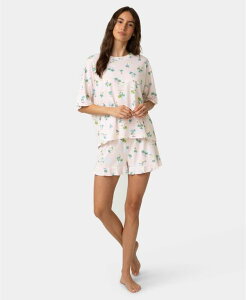 �q���[ ���f�B�[�X �A���_�[�E�F�A �i�C�g�E�F�A T�V���c �V���[�g�p���c Hue Women's Oversized T-Shirt and Boxer Shorts Pajama 2-Piece Set Pink Dogwo �s���N