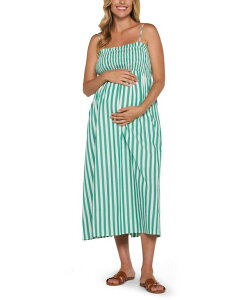 �}�U�[�t�b�h�}�^�j�e�B�[ ���f�B�[�X �g�b�v�X �����s�[�X �V���[�����O �}�L�V Motherhood Maternity Motherhood Smocked Maxi Dress With Removable Straps Green & white stripe �z���C�g