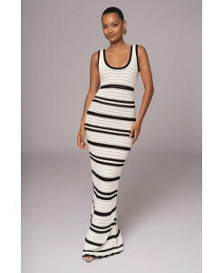 �W�F�C���b�N�X���[�x�� ���f�B�[�X �g�b�v�X �����s�[�X �j�b�g �}�L�V JLUXLABEL Women's Destiny Knit Maxi Dress Ivory/black �A�C�{���[