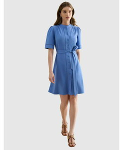 �z�b�u�X�����h�� ���f�B�[�X �g�b�v�X �V���c �~�j Hobbs London Women's Livvie Belted Mini Shirt Dress Riverside blue