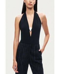 �m�N�`���[�� ���f�B�[�X �g�b�v�X �V���c �u���E�X �z���^�[ NOCTURNE Women's Halter Deep V Blouse Black �u���b�N