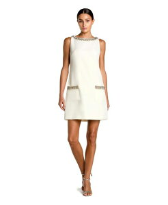 �}�b�N�_�K�� ���f�B�[�X �g�b�v�X �����s�[�X �N���[�v �~�j �m�[�X���[�u Mac Duggal Women'sleeveless Crepe Mini Dress With Rhinestone Trim Ivory �A�C�{���[