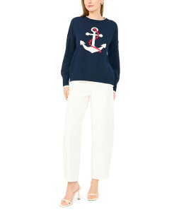 ���B���X�J���[�g ���f�B�[�X �A�E�^�[ �j�b�g�E�Z�[�^�[ �N���[�l�b�N Vince Camuto Women's Anchor Motif Crewneck Sweater Classic Navy �l�C�r�[