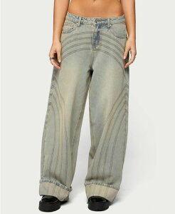 �A�f�B�N�e�b�h ���f�B�[�X �{�g���X �f�j���p���c ���[���C�Y �W�[���Y Edikted Women's Cuffed Low Rise Baggy Jeans Blue-vintage-washed �u���[