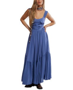�t���[�s�[�v�� ���f�B�[�X �g�b�v�X �����s�[�X �}�L�V Free People Women'sasha Sweetheart Viscose Maxi Solidress Denim Wash �f�j��