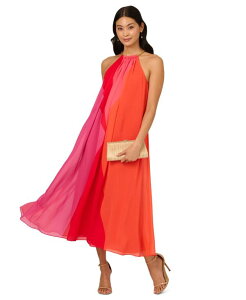 �A�h���A�i �p�y�� ���f�B�[�X �g�b�v�X �����s�[�X �J���[�u���b�N �z���^�[ Adrianna Papell Women's Colorblocked Halter Dress Red Multi ���b�h