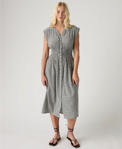 ���[�o�C�X ���f�B�[�X �g�b�v�X �����s�[�X �~�f�B Levi's Women's Beatrice Button-Front Midi Dress Patricia Check Anthracite Night �`�F�b�N