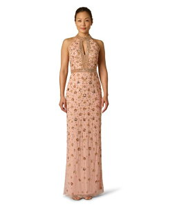 �A�h���A�i �p�y�� ���f�B�[�X �g�b�v�X �����s�[�X �z���^�[ Adrianna Papell Women's Embellishedetail Halter Neck Gown Apricot Ice �A�v���R�b�g