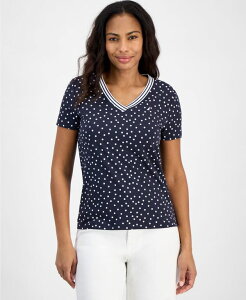�m�[�e�B�J �W�[���Y ���f�B�[�X �g�b�v�X �V���c �h�b�g Nautica Jeans Nautica Women's Polka-Dot Rivera Top Night Sky/ Bright White �z���C�g
