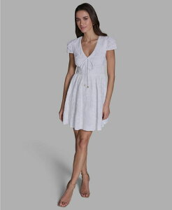 �r�[�V�r�[�W�[ ���f�B�[�X �g�b�v�X �����s�[�X V�l�b�N �~�j �h�J BCBG Women's Embroide red V-Neck Mini Dress White �z���C�g