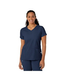 �E�B���N ���f�B�[�X �g�b�v�X �V���c Wink Women's W123 Y-Neck Wrap Scrub Top Navy �l�C�r�[