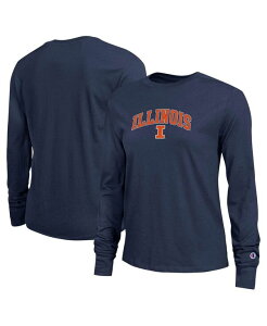 �`�����s�I�� ���f�B�[�X �g�b�v�X T�V���c ���S Champion Women's Navy Illinois Fighting Illini Arch Over Logo Long Sleeve T-Shirt Navy �l�C�r�[